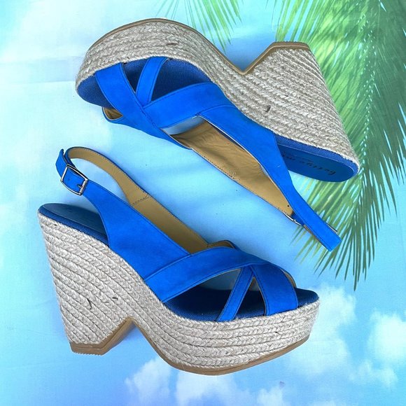 $220 Bettye Muller plage wedge sandal blue - Picture 4 of 11